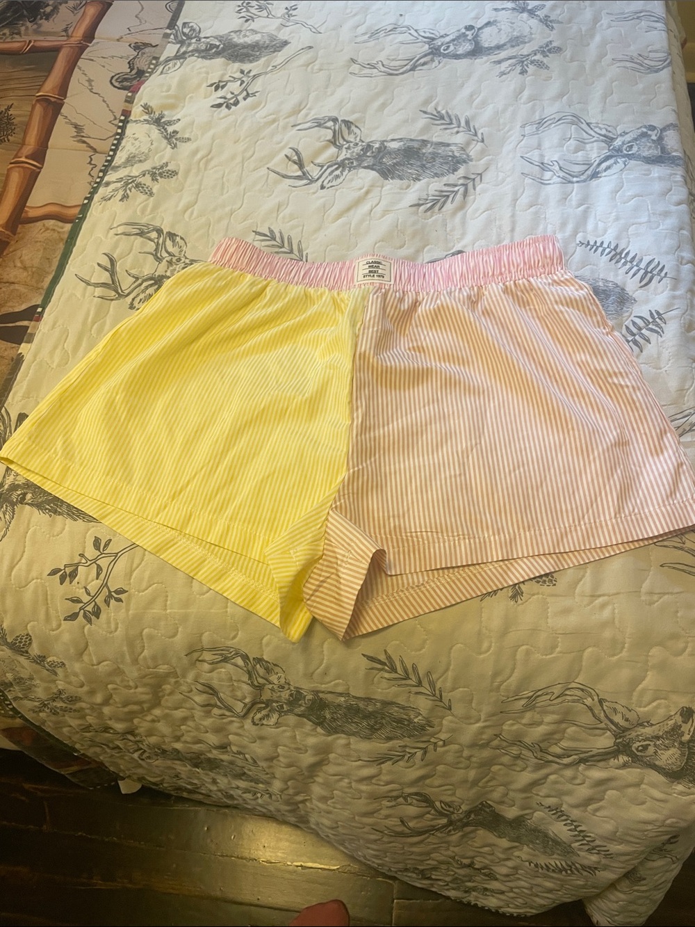 SHEIN Yellow & Pink Two-Tone High Waist Women’s Shorts